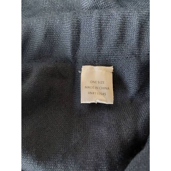 Poncho Wrap Hooded Navy One Size Fringe - Picture 5 of 7